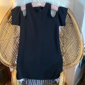 Beautiful shoulderless, classic black dress.